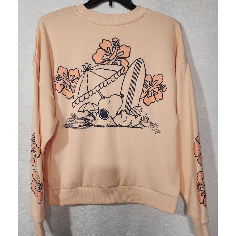 Snoopy surfing yellow orange sweatshirt size Medium